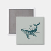 Blauer Wal Schwimmbild Magnet (Vorderseite/Rückseite)