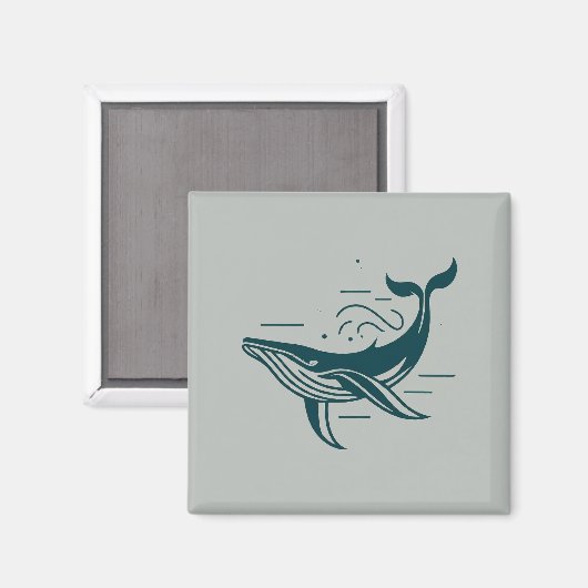 Blauer Wal Schwimmbild Magnet (Vorderseite/Rückseite)