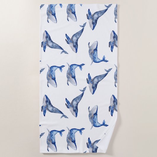 Blauer Wal Sea Life Strandtuch (Vorderseite)