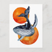 Blauer Wal und goldene Bälle Postkarte (Vorderseite)