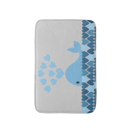 Blauer Wal und Herz Badematte (Vorderseite Vertikal)