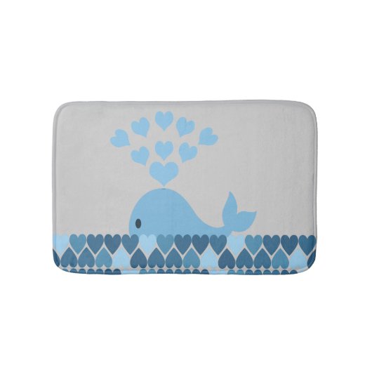 Blauer Wal und Herz Badematte (Vorderseite)