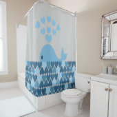 Blauer Wal und Herz Duschvorhang (Beispiel)