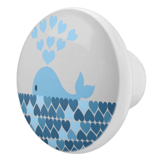 Blauer Wal und Herz Keramikknauf (Rechts)