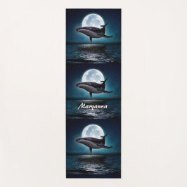 Blauer Wal und Vollmond Yogamatte