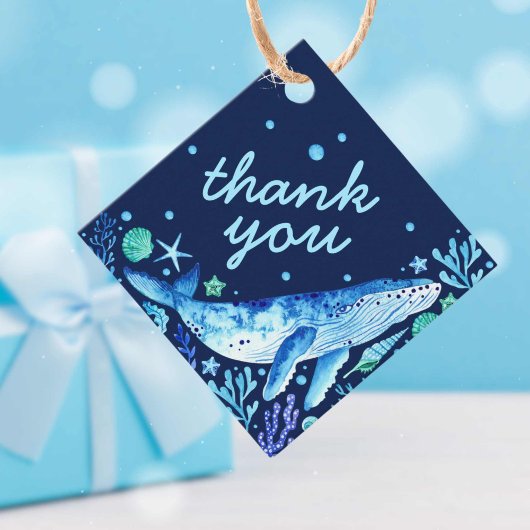 Blauer Wal unter dem Meer Vielen Dank Geschenkanhänger