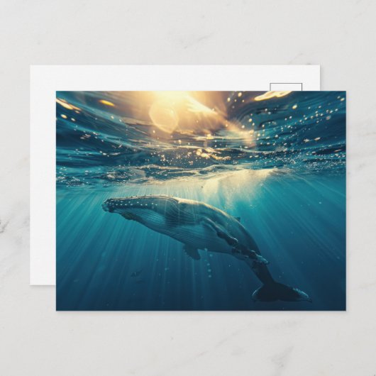 Blauer Wal unter Wasser Postkarte (Vorne/Hinten)