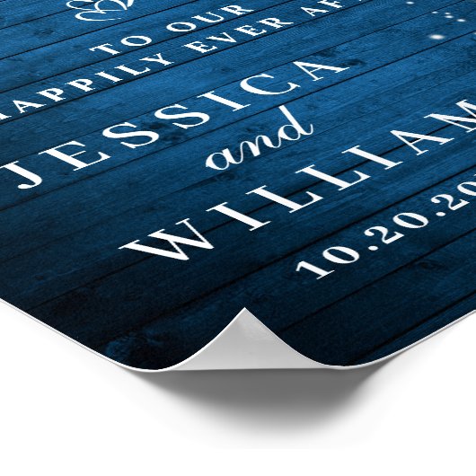 Blauer Wald & Blush Rose Hochzeit Begrüßung Poster (Ecke)