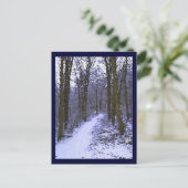 Blauer Wald im Schnee Postkarte (Stehend Vorderseite)