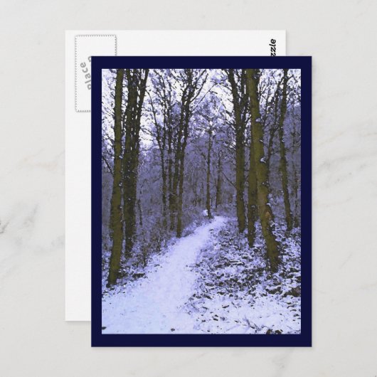 Blauer Wald im Schnee Postkarte (Vorne/Hinten)