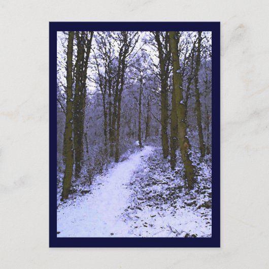 Blauer Wald im Schnee Postkarte (Vorderseite)