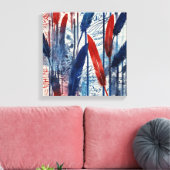 Blauer Wald Watercolor Wandkunst Leinwanddruck (Insitu (Wohnzimmer))