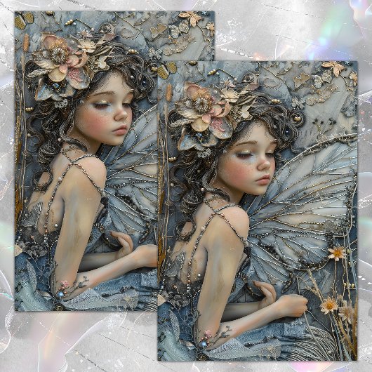 BLAUER WALDFAIRY MIRL DECOUPAGE TISSUPAPIER SEIDENPAPIER