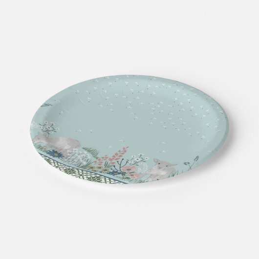 Blauer Waldlamm-Papier-Teller 7" Pappteller (Schrägansicht)