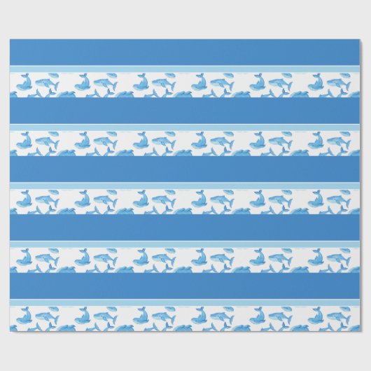 Blauer Walfang Meeresleben Geschenkpapier (Flach)