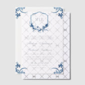 Blauer Wappen Monogram Hochzeit Pergament Einladungen (Versetzt (Einladung))