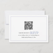 Blauer Wappen Monogramm QR Code Hochzeit RSVP Karte (Rückseite)