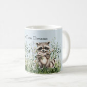 Blauer Waschbär Blumen-Träume Kaffeetasse (VorderseiteRechts)