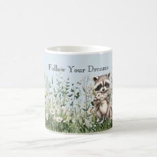 Blauer Waschbär Blumen-Träume Kaffeetasse