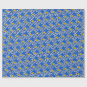 Blauer Wasserball trägt WeihnachtsPackpapier zur Geschenkpapier (Flach)