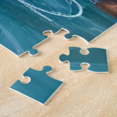 Blauer Wasserfall | Naturmalerei Waldlandschaft Puzzle (Seite)
