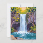 Blauer Wasserfall | Waldlandschaft Gemäldekarte (Vorderseite)