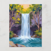 Blauer Wasserfall | Waldlandschaft Naturbild Postkarte (Vorderseite)