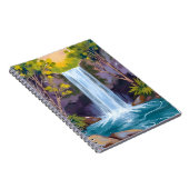 Blauer Wasserfall | Waldlandschaft Naturmalerei Notizblock (Rechte Seite)