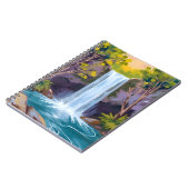 Blauer Wasserfall | Waldlandschaft Naturmalerei Notizblock (Linke Seite)