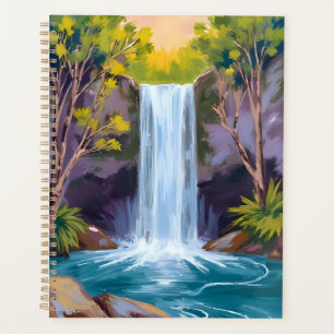 Blauer Wasserfall   Waldlandschaft Naturmalerei Planer