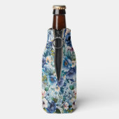 Blauer Wasserfarben 40. Geburtstags-Party Flaschenkühler (Flasche Rückseite)