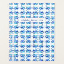Blauer Wasserfarben-Blumen-Personalisierter Planer