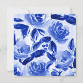 Blauer Wasserfarben Blumendesign Einladung zur Hoc (Rückseite)