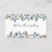 Blauer Wasserfarben Erinnerung für Blumenbestellun Visitenkarte (Rückseite)