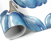 Blauer Wasserfarben-Erntedank Pumpkin Geschenkpapier (Rolleneckpunkt)