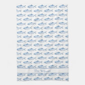 Blauer Wasserfarben-Fisch Schwimmt Geschirrtuch (Vertikal)