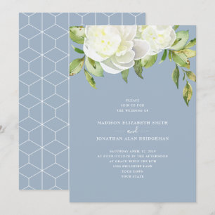 Blauer Wasserfarben Frühling Blumenzunge Hochzeit Einladung