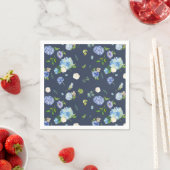 Blauer Wasserfarben Hydrangea und Rose Blumenmuste Serviette (Beispiel)