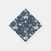 Blauer Wasserfarben Hydrangea und Rose Blumenmuste Serviette (Ecke)