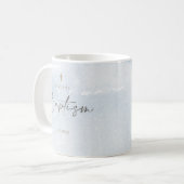 Blauer Wasserfarben-Junge-Taufe Kaffeetasse (Vorderseite Links)