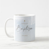Blauer Wasserfarben-Junge-Taufe Kaffeetasse (Links)