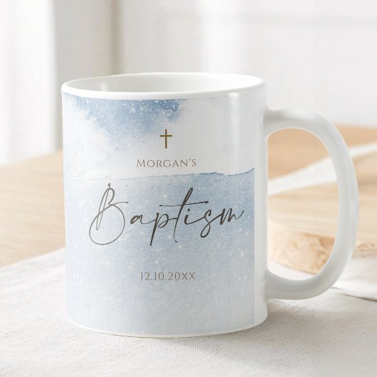 Blauer Wasserfarben-Junge-Taufe Kaffeetasse