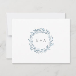 Blauer Wasserfarben-Monogramm-Flat Dankeskarte