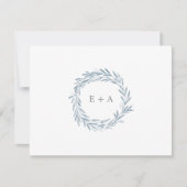 Blauer Wasserfarben-Monogramm-Flat Dankeskarte (Vorderseite)