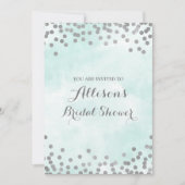 Blauer Wasserfarben Silber Confetti Brautparty Einladung (Vorderseite)