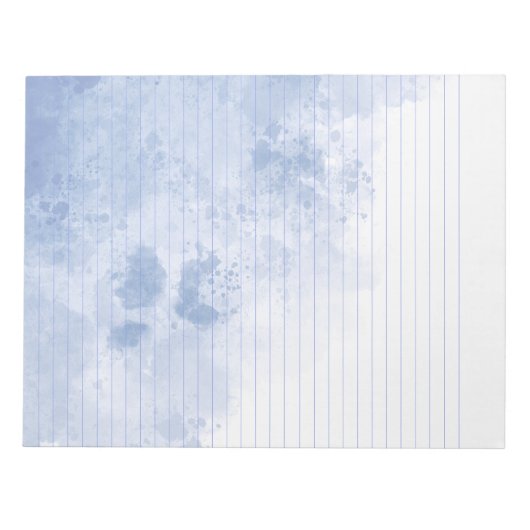 Blauer Wasserfarben Uni Ruled Editor Notizblock (Vorderseite)