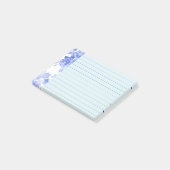 Blauer Wasserfarbenblumenentwurf, Linde Post-it Klebezettel (angewinkelt)