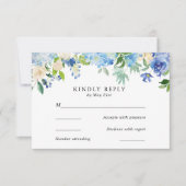 Blauer WasserfarbenblumeWedding RSVP Card (Vorderseite)