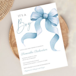Blauer Wasserfarbenbogen Es ist eine Baby-Dusche Einladung