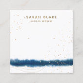 Blauer WasserfarbenEarring Display-Halter Quadratische Visitenkarte (Vorderseite)